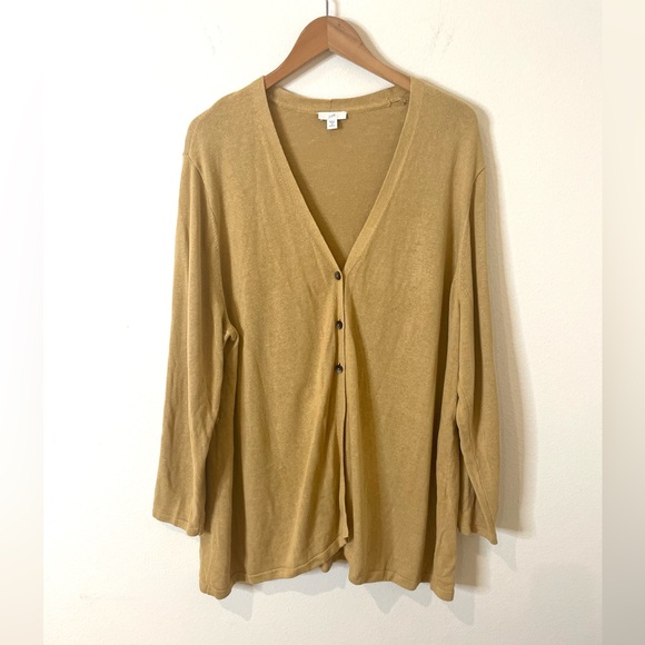 J. Jill Camel Goldish Cardigan Linen Blend - Picture 1 of 5
